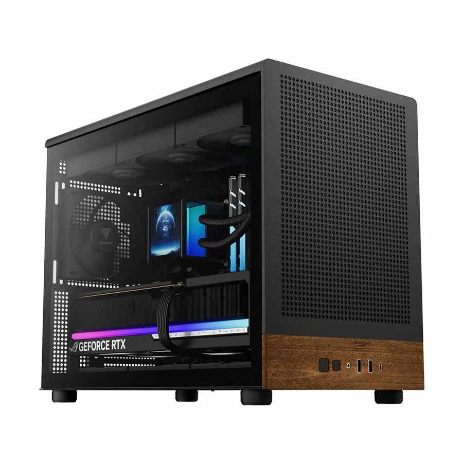 GAMDIAS Athena M4M Wood BTF Mesh Mini Tower (Tempered Glass) M-ATX Gaming Desktop Case