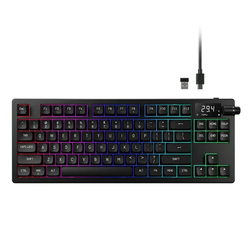 Gamdias HERMES M7 HYBRID RGB Red Switch Tri-Mode Mechanical Keyboard With Display