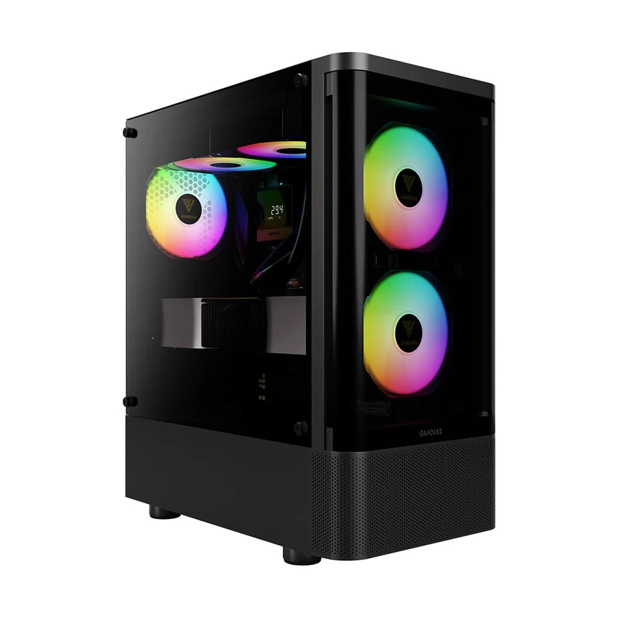 GAMDIAS Talos E3 CG Mid Tower (Curved Tempered Glass) ATX Gaming Desktop Case