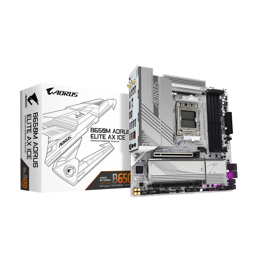 Gigabyte B650M AORUS ELITE AX ICE (Wi-Fi 6E) DDR5 AMD Gaming Motherboard
