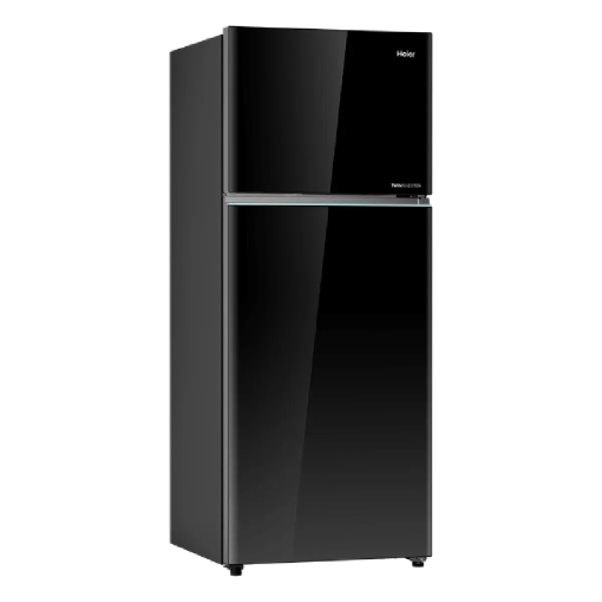 Haier HRF-475VBG refrigerator, angled view showing left side