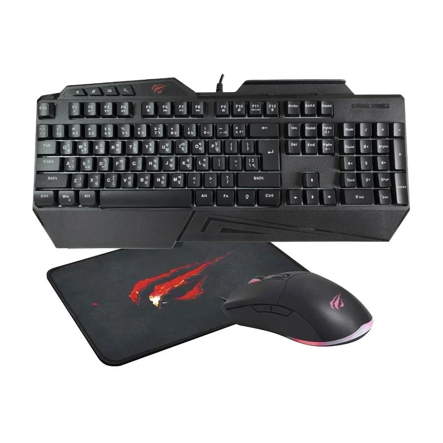 Havit KB889CM Rainbow Wired Gaming Keyboard, Mouse & Mouse Pad Combo With Bangla