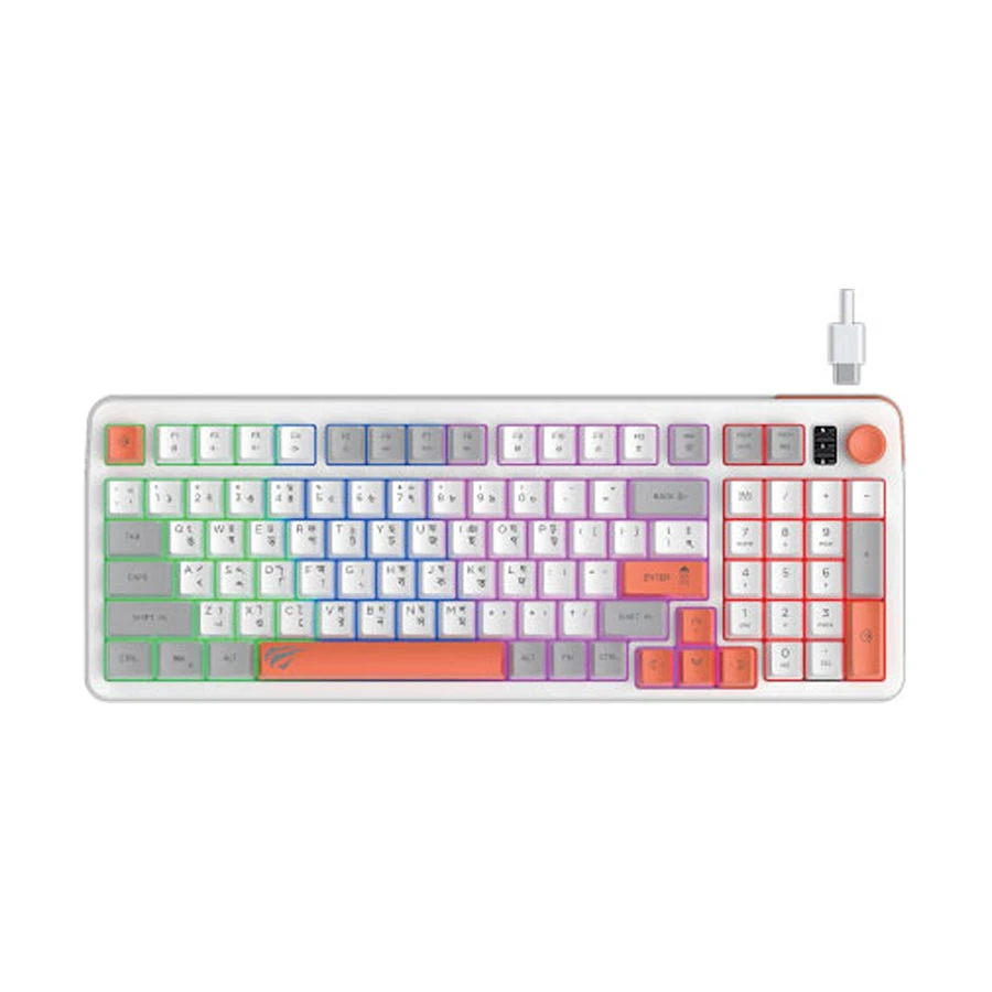 Havit KB895L Wired & Gray + Orange Keyboard with Bangla