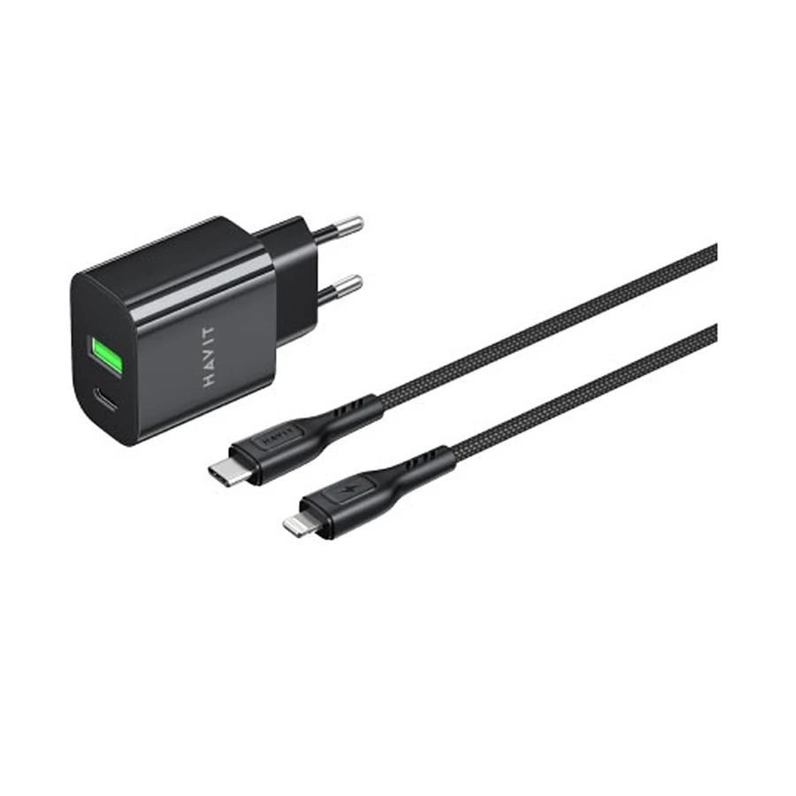 Havit ST925 USB & USB-C 20W Charger / Charging Adapter with USB-C to Lightning Cable