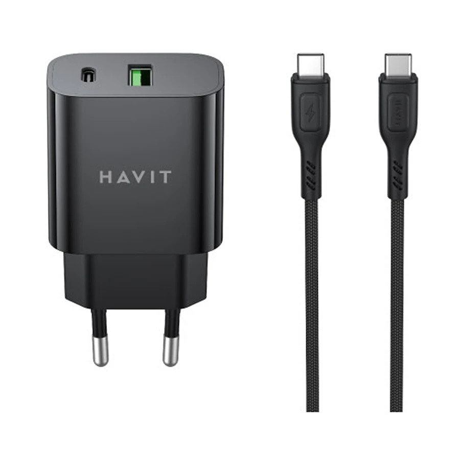 Havit ST926 USB & USB-C 20W Charger / Charging Adapter with USB-C to USB-C Cable
