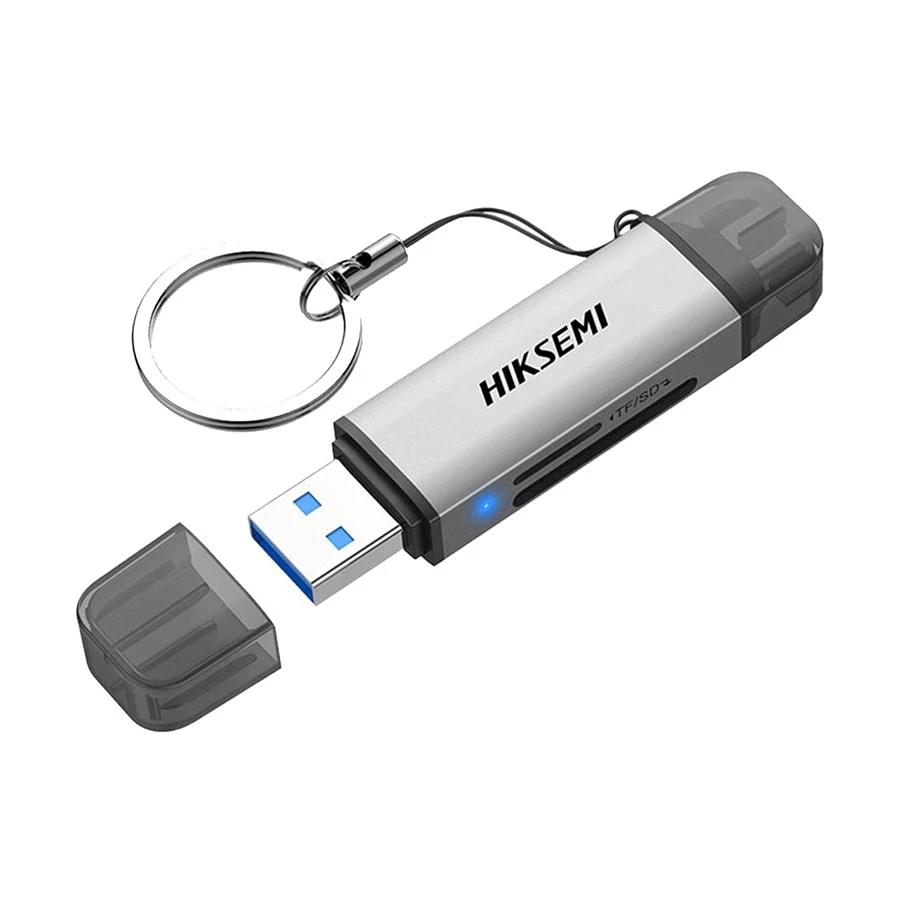 Hiksemi CR01 USB Type-C & USB Male to SD/TF Gunmetal Card Reader #HS-HUB-CR01