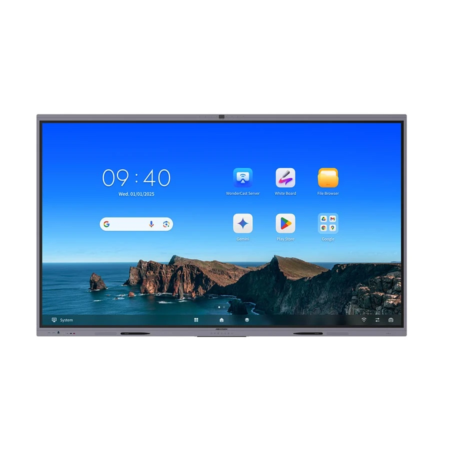 Hikvision DS-D5A75RB/B3 75 Inch 16GB (8GB+8GB Virtual) 128GB ROM with Camera & 8 Array Mic Android 14 4K UHD Touch Interactive Flat Panel Display