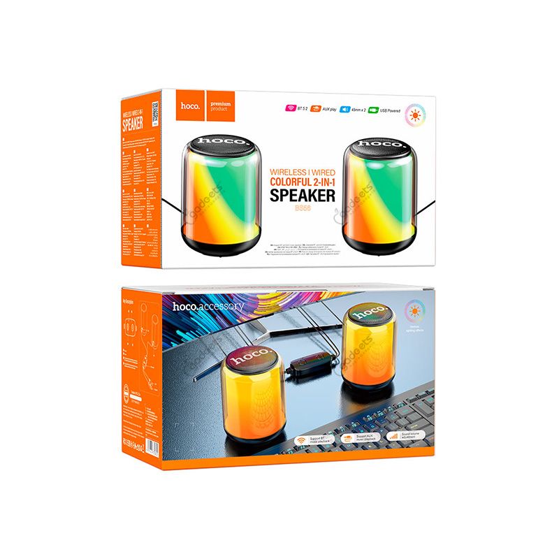 Hoco BS56 Colorful Wireless and wired speakers - official view 3