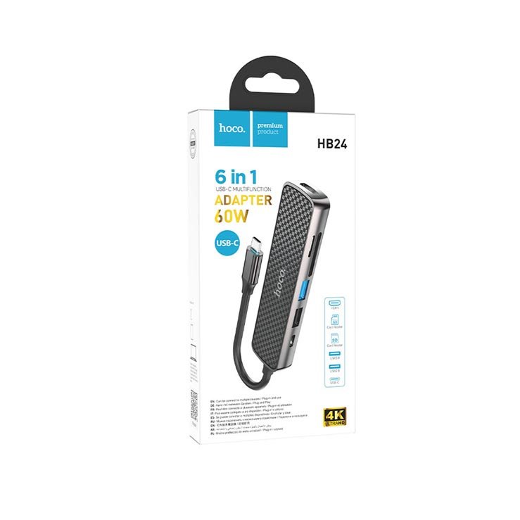 Hoco HB24 6 in 1 USB-C Multifunction Adapter 60W - official view 3