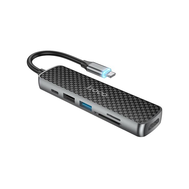 Hoco HB24 6 in 1 USB-C Multifunction Adapter 60W - official view 2