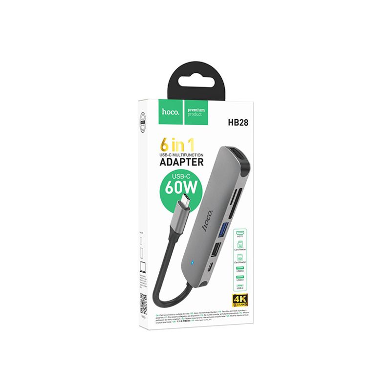 Hoco HB28 6 in 1 USB-C Multifunction Adapter 60W - official view 4