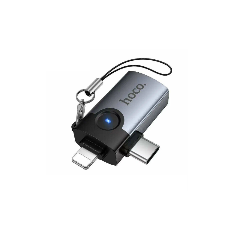 Hoco UA46D 2-in-1 OTG Adapter Lightning & Type-C to USB Converter - official view 3