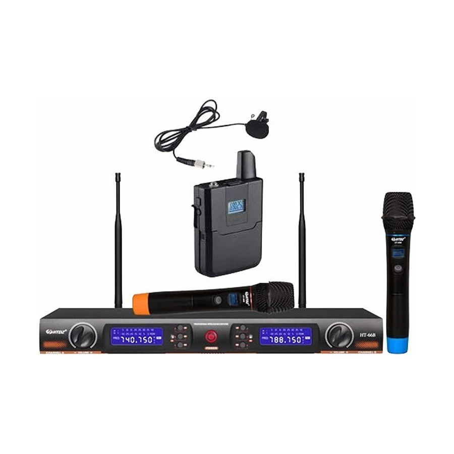 HTDZ HT-66B UHF Wireless Microphone System (1 Hand + 1 Tie or 2 Hand)