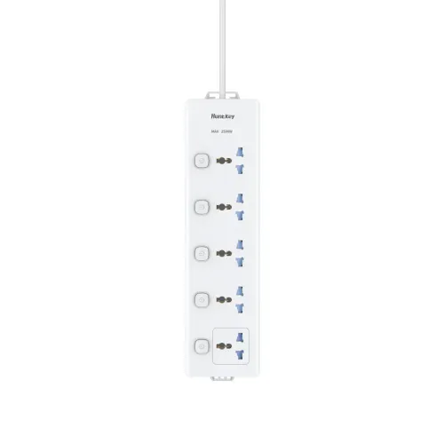 Huntkey DMC502 3 Meter 5 Port 2 Pin Power Strip with Individual Switch