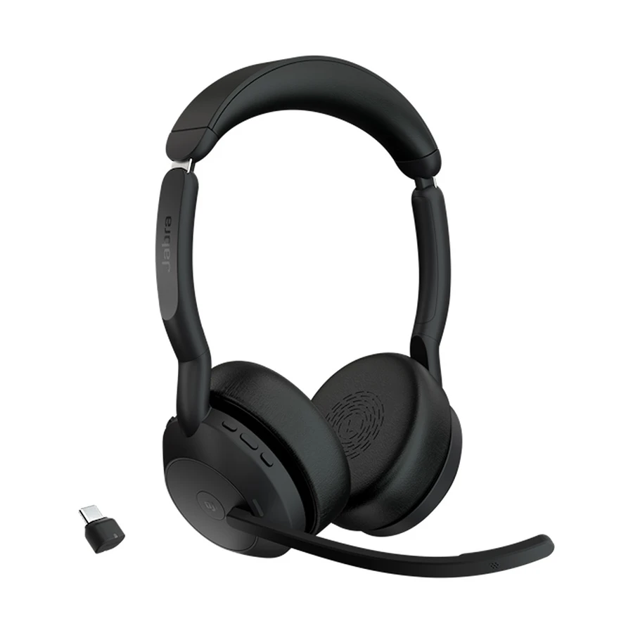 Jabra Evolve2 55 Link390c MS Stereo Bluetooth Professional Headphone #25599-999-899 (with USB-C Dongle)