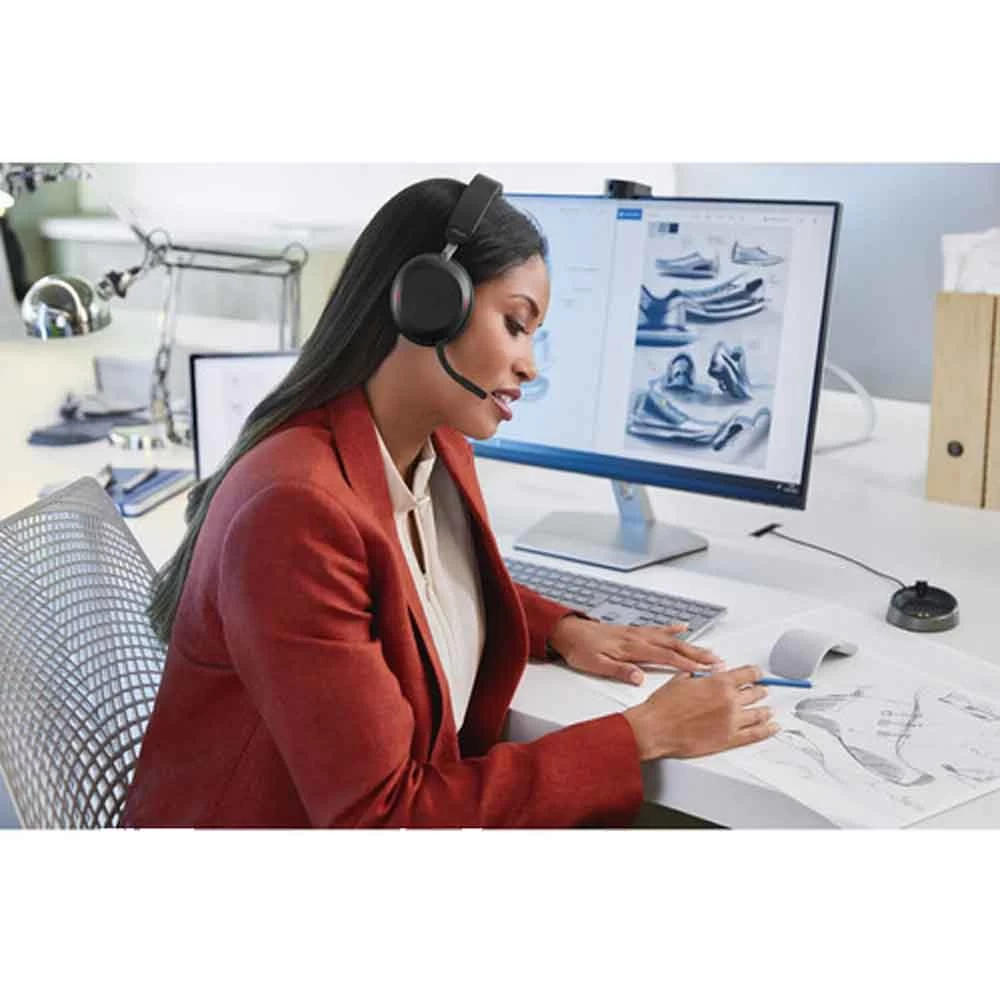 Jabra Evolve2 75 Link380a Stereo Bluetooth Headphone with Charging Stand