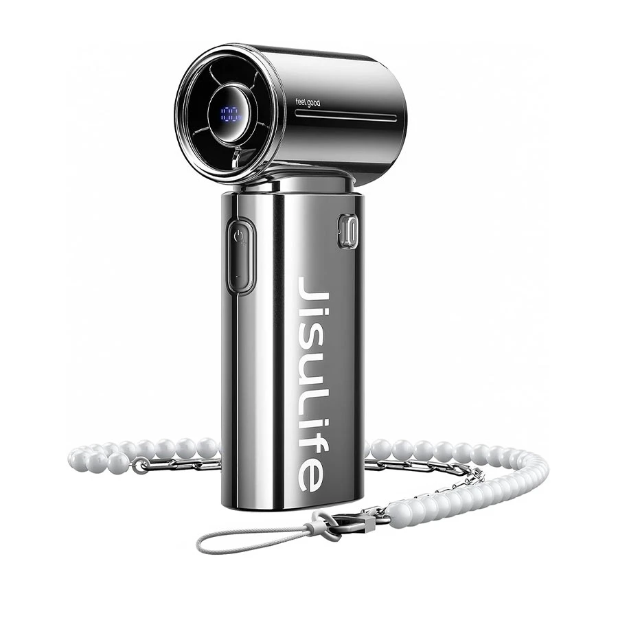 JISULIFE Life9S Chrome Rechargeable Handheld Fan (3.7V, 5000mAh)