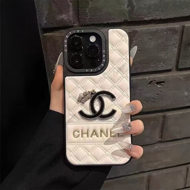 Luxury Chanel Diamond Lambskin CC Case For iPhone