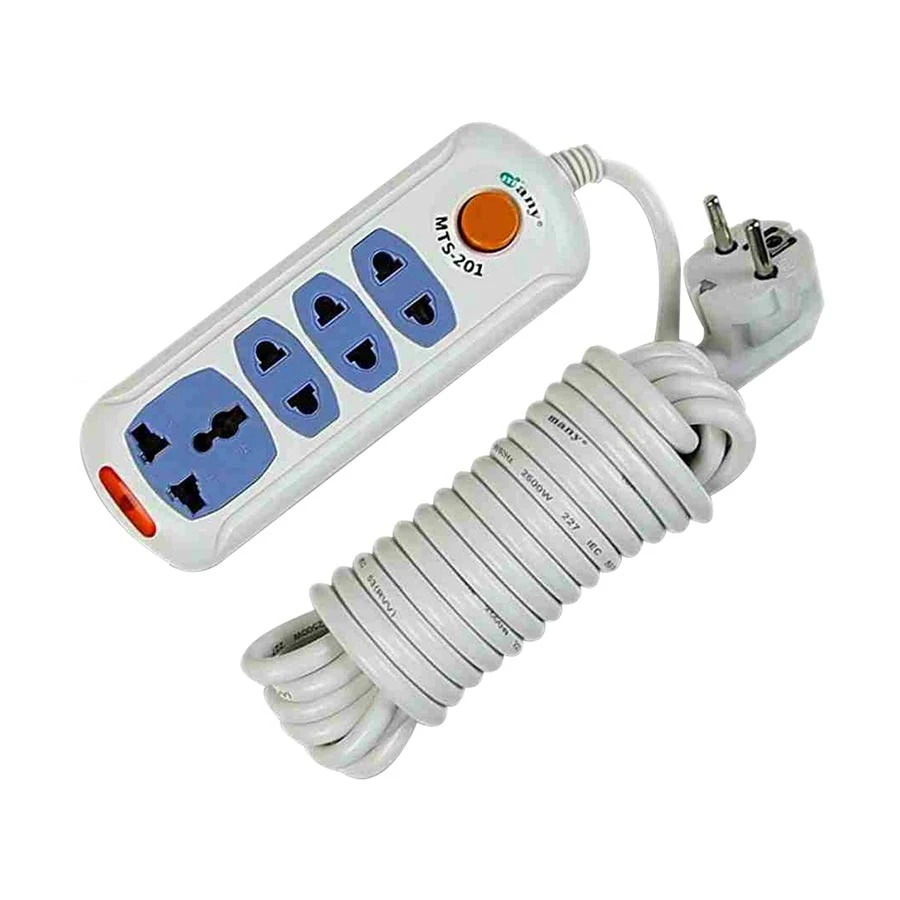 Many 2 Pin 4 Port (2 Pin 3 Port, 3 Pin 1 Port) Power Strip # MTS-201 (5 Meter)