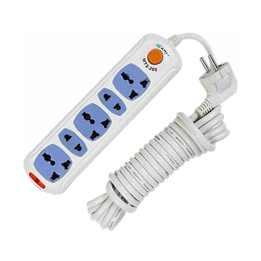 Many 2 Pin 5 Port (2 Pin 2 Port, 3 Pin 3 Port) Power Strip # MTS-203 (2 Meter)