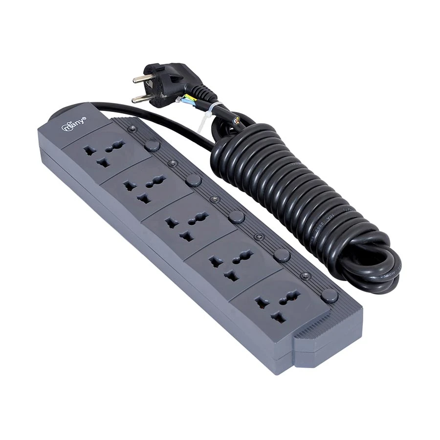 Many 2 Pin 5 Port Power Strip #MTS-2050 (3 Meter)
