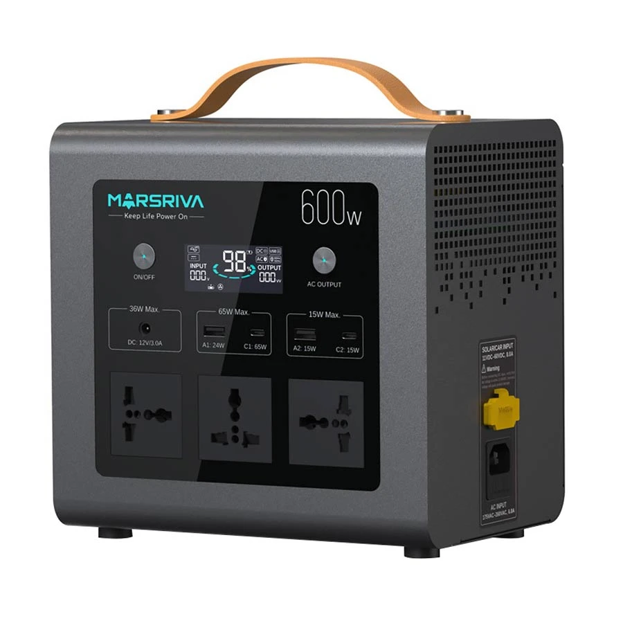 MARSRIVA MP6 Plus 512Wh 600W and Black Portable Power Station and UPS