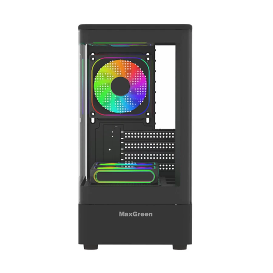 MaxGreen Curve Acrylic 312 Acrylic Side Window Micro-ATX Mid Tower Gaming Desktop Casing with 5 ARGB Fans
