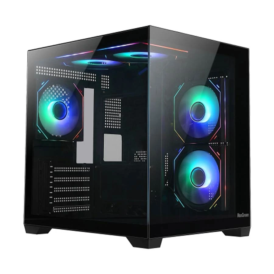 MaxGreen Dark Wave F5 Mid Tower Micro-ATX Gaming Desktop Casing with 5 x ARGB Fan