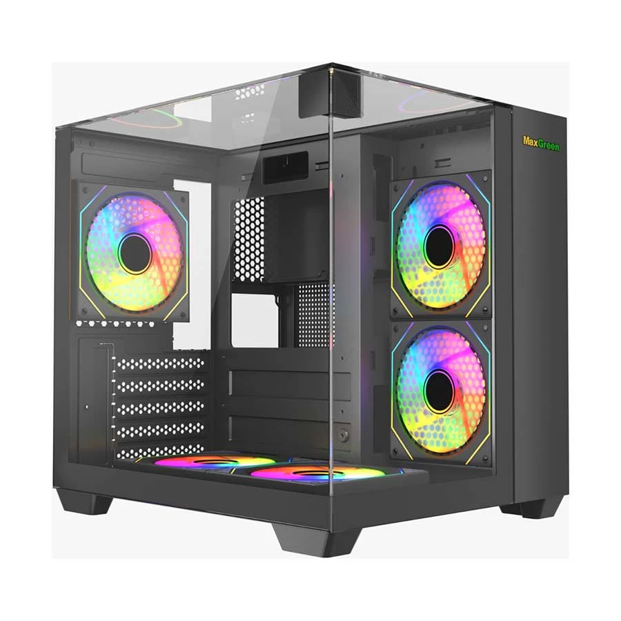 MaxGreen S275-33 Mid Tower Micro-ATX Gaming Desktop Case with 3 x MaxGreen M57 ARGB Fan
