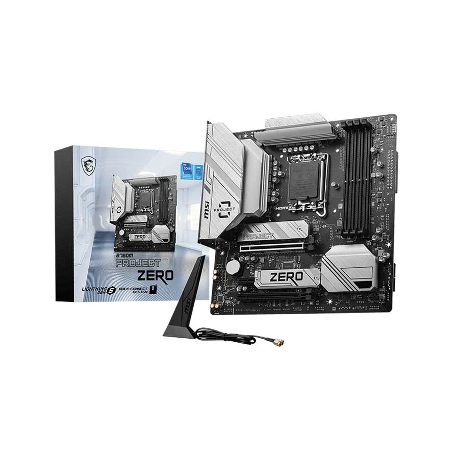 Msi B760M PROJECT ZERO (Wi-Fi 6E) DDR5 12th/13th/14th Gen Intel LGA1700 Socket Motherboard