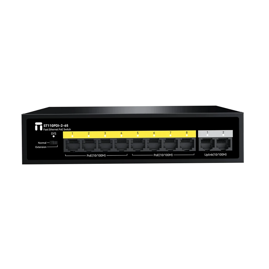 Netis ST110PDI-2-65 10-Port 10/100M Unmanaged PoE Switch with 8 PoE and 2 Uplink Ports