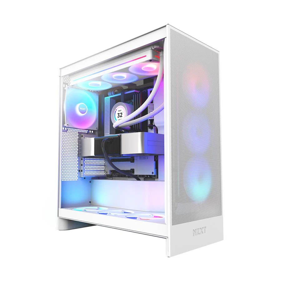 NZXT H7 Flow RGB Mesh Mid Tower ATX Gaming Desktop Casing #CM-H72FW-R1