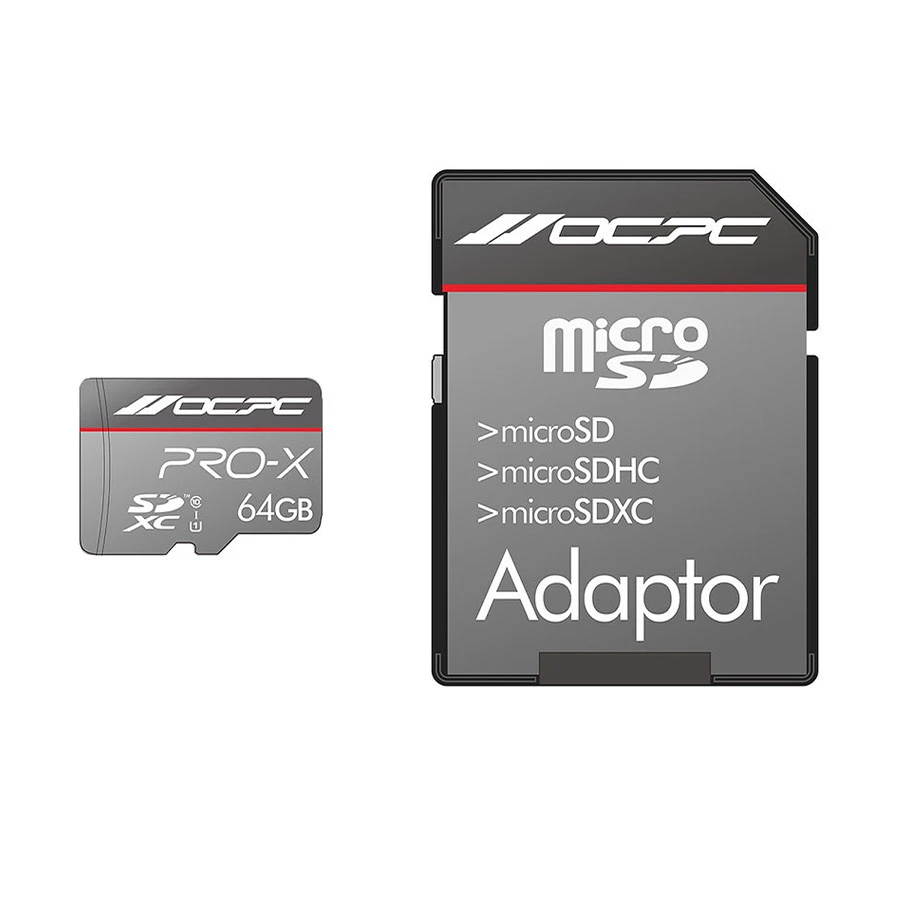 OCPC PRO-X MicroSDHC/SDXC U1 C10 64GB Class10 Memory Card with Adapter #OCMSPXU1C10G64