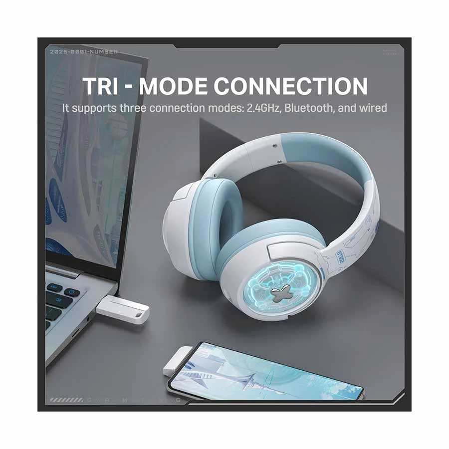 ONIKUMA GT802 RGB Tri-Mode Bluetooth Stereo Gaming Headphone