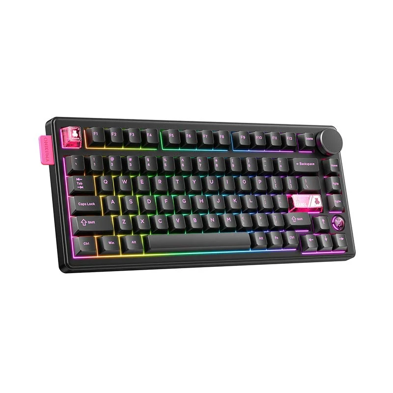 ONIKUMA MT706 Tri Mode RGB Hot Swap (Customizable Linear Switches) Mechanical Gaming Keyboard