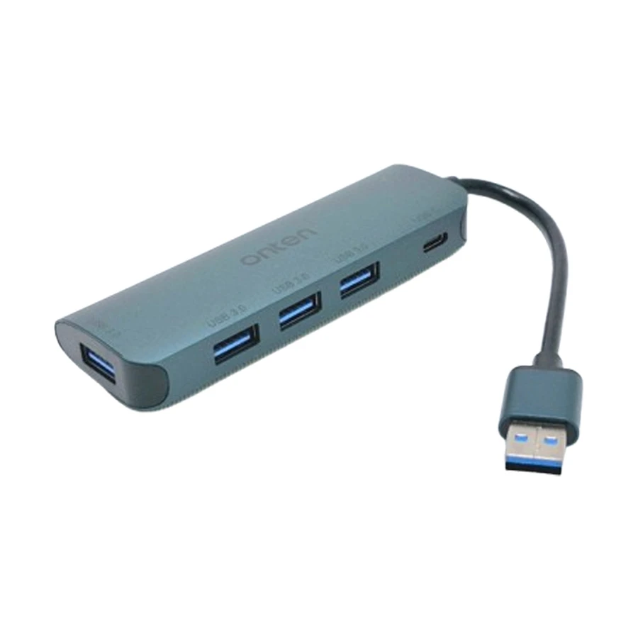Onten OTN-5116U USB Male to Quad USB & Type-C Female Crystal Teal USB HUB #OTN-5116U