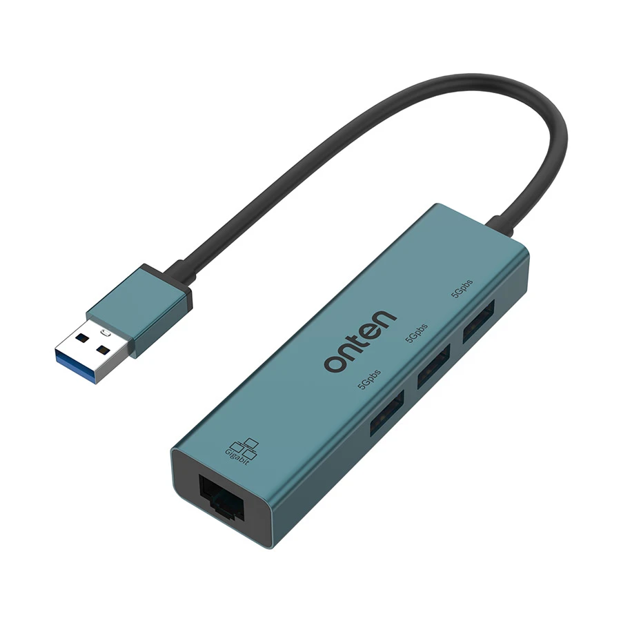 Onten OTN-5220 USB Male to Tri USB & LAN Female Converter #OTN-5220