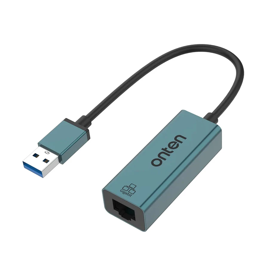 Onten OTN-5225 USB Male to LAN Female Crystal Teal Converter