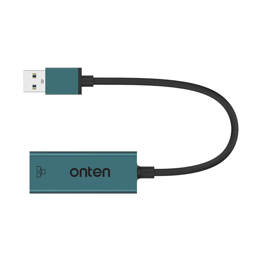 Onten OTN-5225D USB Male to LAN Female Crystal Teal Converter #OTN-5225D
