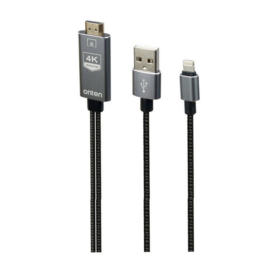 Onten OTN-7519 1.8 Meter USB Powered Lightning to HDMI Cable