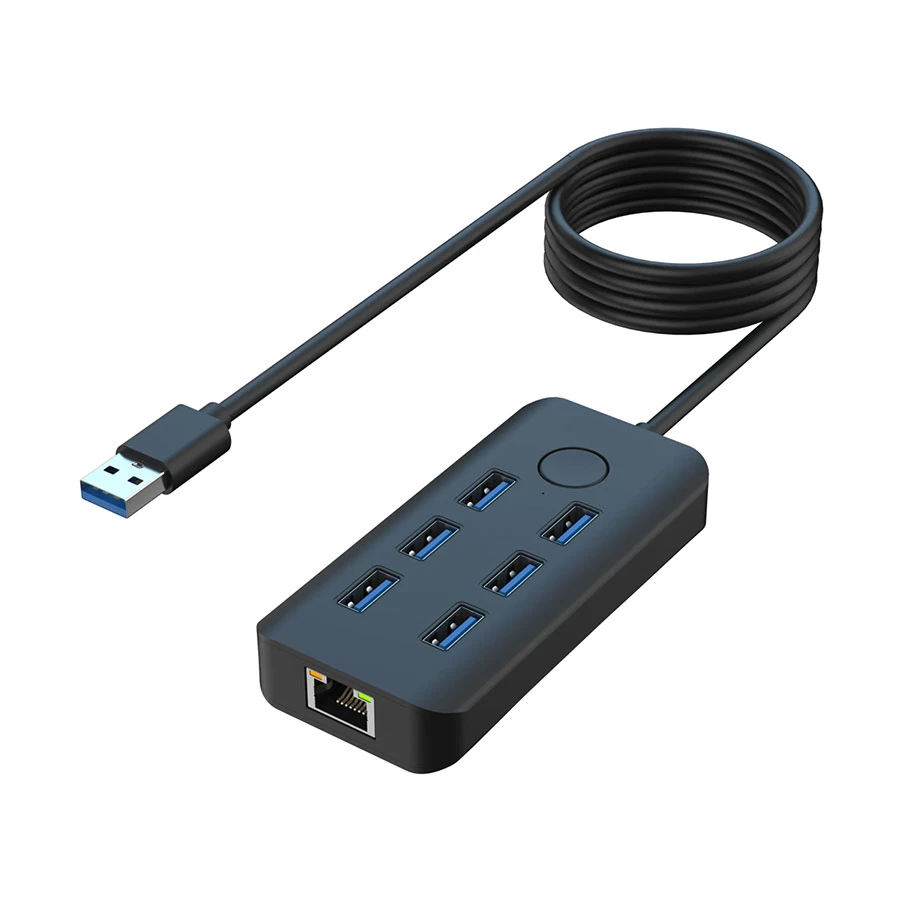 Onten OTN-8121 USB Male to 6 USB & LAN Female Converter #OTN-8121