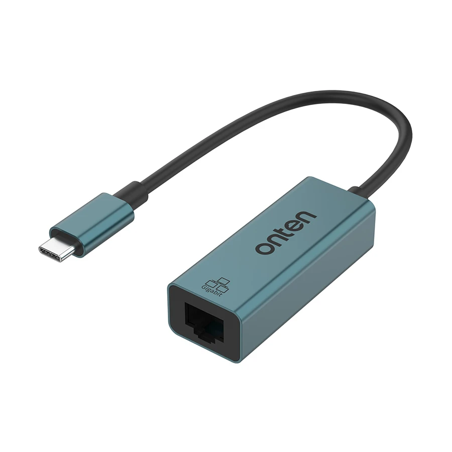 Onten OTN-9598 USB Type-C Male to LAN Female Crystal Teal Converter #OTN-9598