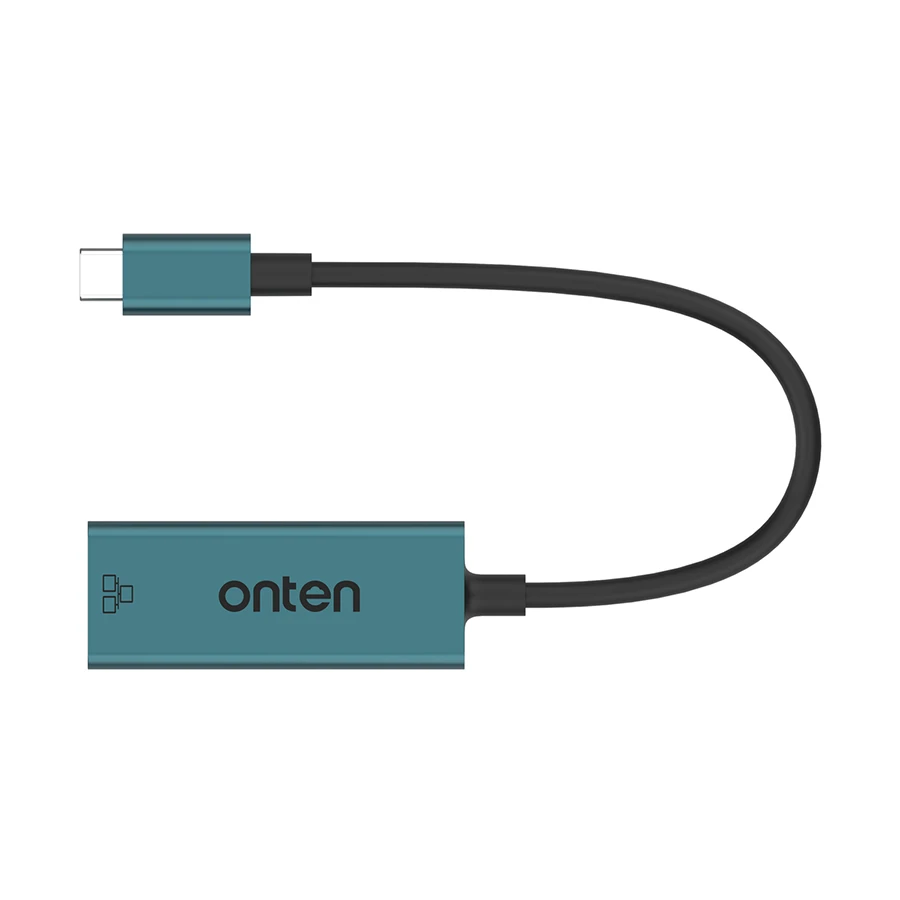 Onten OTN-9598D USB Type-C Male to LAN Female Crystal Teal Converter #OTN-9598D