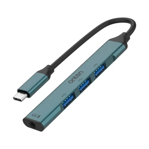Onten OTN-9706 4-in-1 Type-C to USB 3.0 Hub with 3.5mm Jack