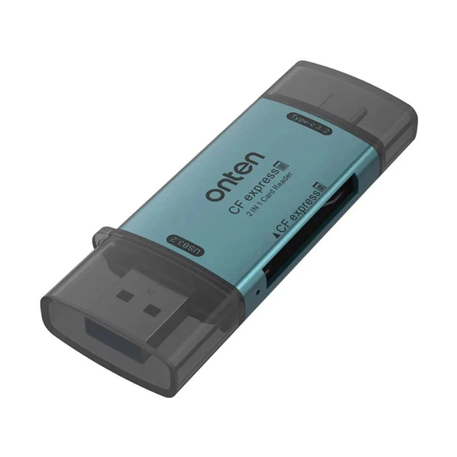 Onten OTN-CR633 USB Type-C & USB Male to CF Express Crystal Teal Card Reader #OTN-CR633