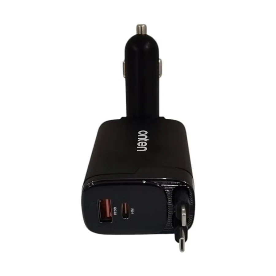 Onten OTN-CW72 USB & USB-C Car Charger with Built-in Lightning and USB-C Cables #OTN-CW72