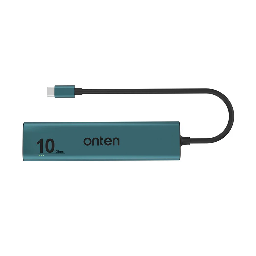 Onten OTN-UC615 Type-C Male to 6 Port USB Female Crystal Teal USB HUB #OTN-UC615