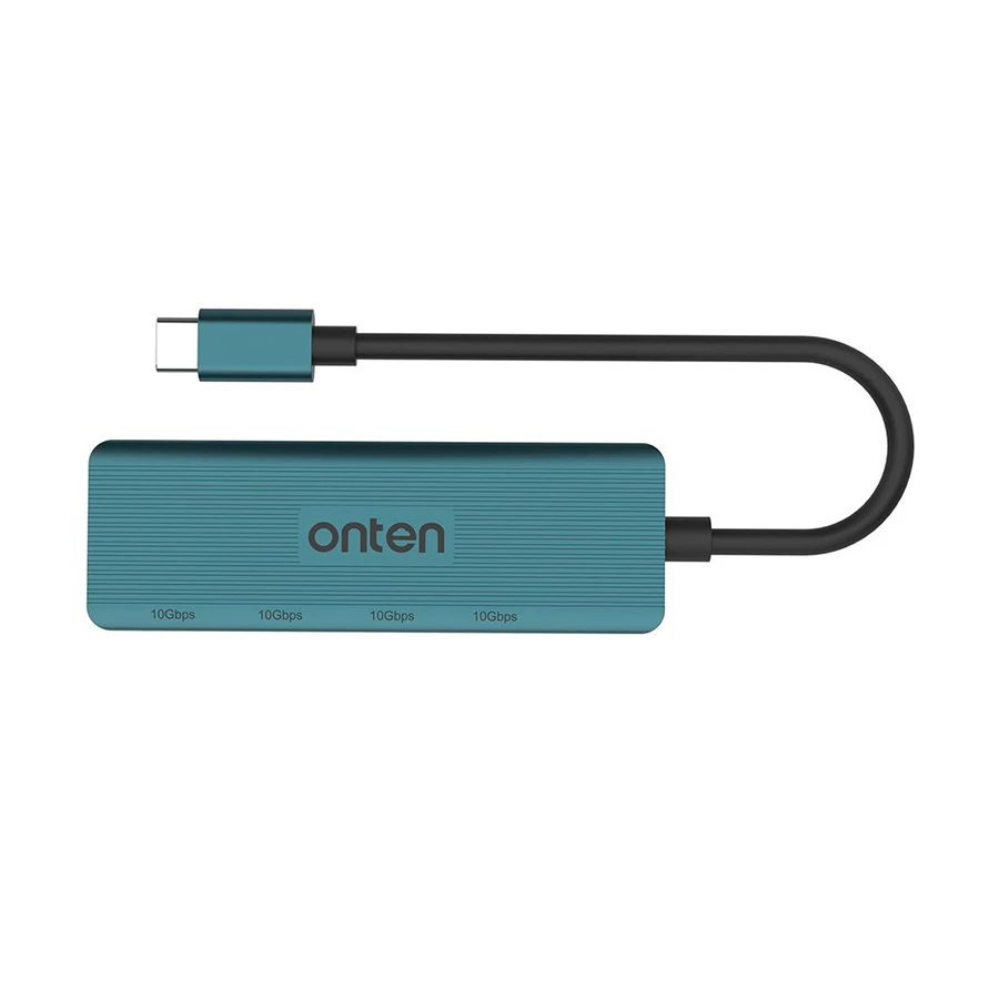 Onten OTN-UC620 USB Type-C Male to Quad Type-C Female Crystal Teal USB HUB #OTN-UC620
