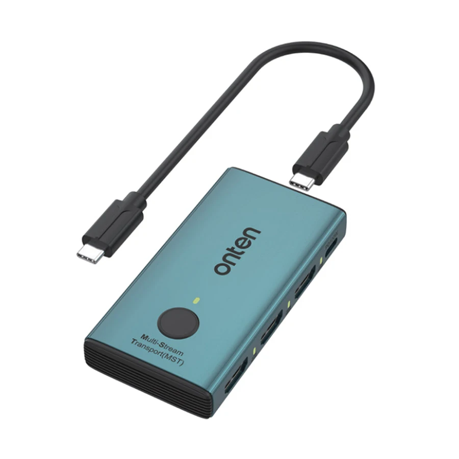 Onten OTN-UC935 Type-C Male to Triple DisplayPort and USB-C Female Teal Converter