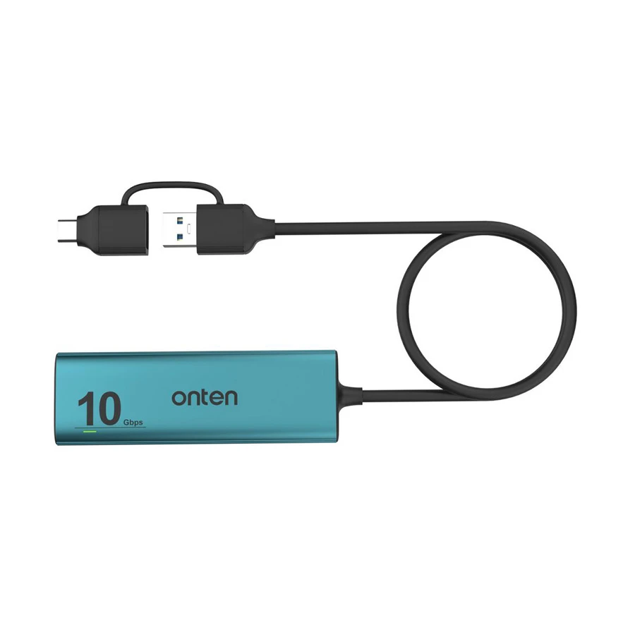 Onten OTN-UCA612+ USB-A & USB-C Male to Dual USB-A & Triple USB-C Female Teal USB Hub
